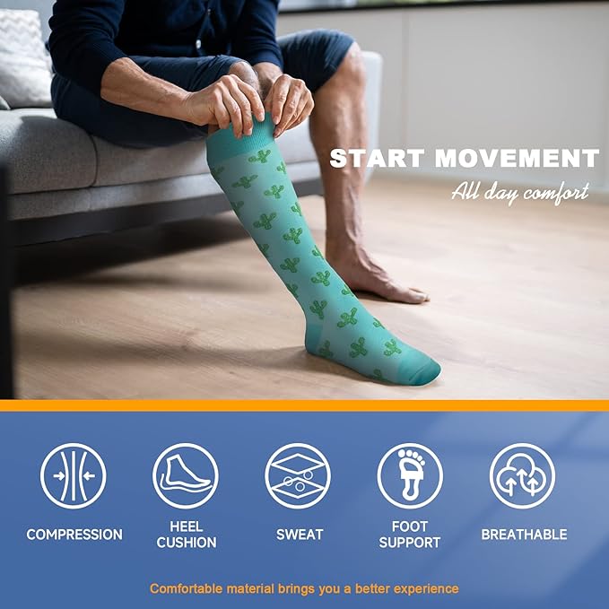 bropite Flora Compression Socks for Women & Men-Knee high 6 Pairs 20-30mmhg Support Running Nurse Travel