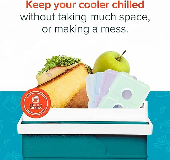 Healthy Packers Ice Packs for Lunch Boxes & Coolers - Freezer Packs - Original Cool Pack | Cooler Accessories for Beach, Camping & Fishing | Slim & Long-Lasting Reusable Ice Pack for Cooler