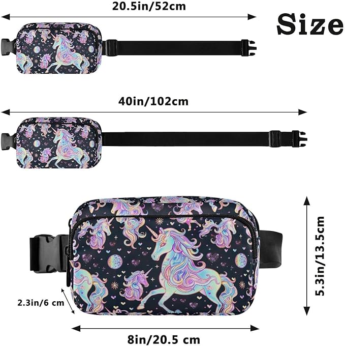 Gradient Unicorns Fanny Pack for Women Men Water Resistant Fashion Waist Packs with Adjustable Strap Belt Bag for Travel Workout Jogging Hiking 21219337