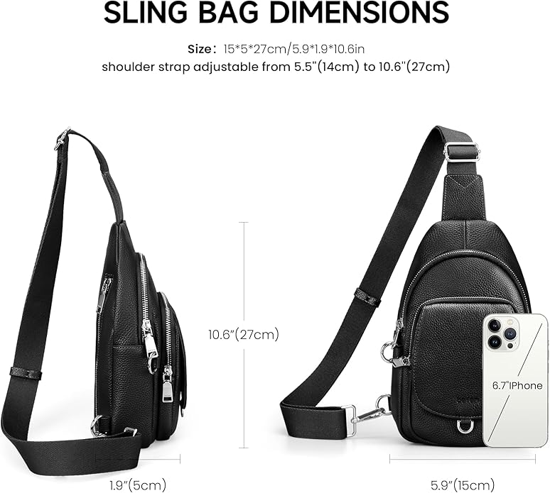 befen Anti Theft Genuine Leather Sling Bag for Women RFID Small Crossbody Bag Chest Bag Leather Fanny Packs for Travel