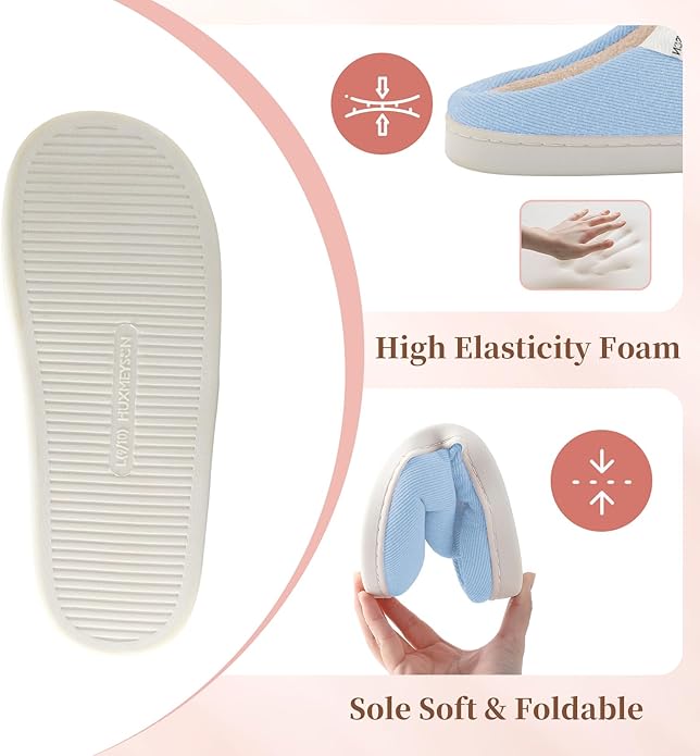 HUXMEYSON Slippers for Women, Womens Slippers Indoor Outdoor with Memory Foam, Cozy & Warm House Slippers for Woman with Anti-Slip Rubber Sole