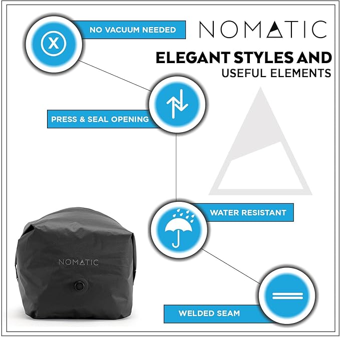 NOMATIC Vacuum Bag - Luggage Organizer Bags - Compression Packing Cubes - Luggage Organizer Bags and Travel Essentials (Black)