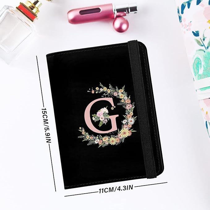 Cute Passport Holder and Holder Combo Passport Cover with RFID Blocking Women Men Compatible Wallet Credit Card Protector (Black-G)