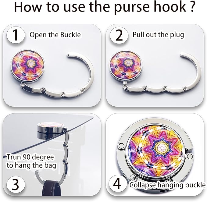 Purse Hook for Table, Set of 3 Purse Hanger Foldable Purse Holder Womens Bag Purse Hook for Purse Mix Ball-1