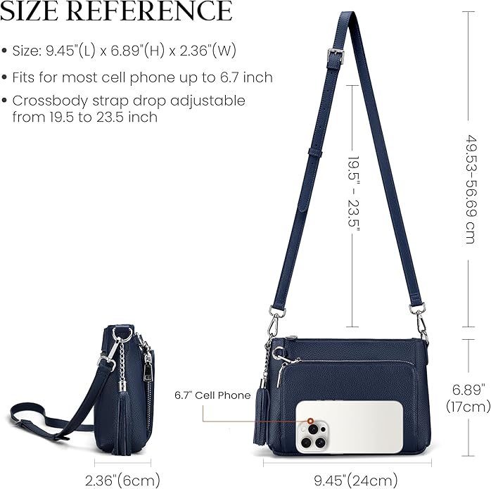 befen Anti Theft Genuine Leather Crossbody Bags for Women Handbags and Shoulder Basg with Built in Wallet RFID Leather Purse