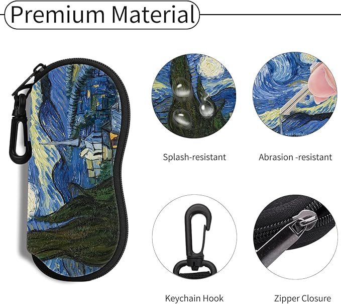 Hion Sunglasses Soft Case Ultra Light Neoprene Zipper Eyeglass Case With Belt Clip
