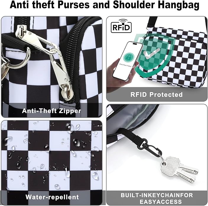 Small Nylon Crossbody Bags for Women, Anti theft Travel Purses Handbag Shoulder Bag, Cute Cross Body Wallet with RFID