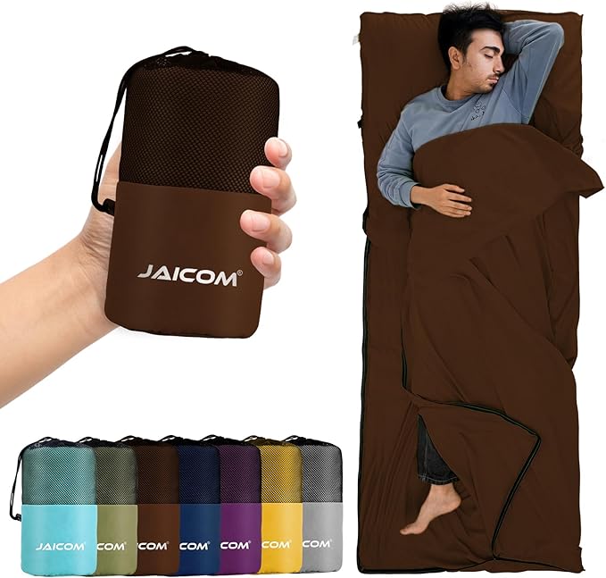 Sleeping Bag Liner, Travel Sheets & Adult Sleep Sack, Ultralight and Portable Summer Sleeping Bag - Ideal for Backpacking, Hotels and Hostels, Business Trips, Camping
