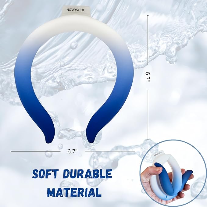 Neck Cooling Tube with Insulated Bag - Reusable Ice Ring Neck Cooler Wrap Indoor Outdoor - Wearable Cooling Ring - Relief for Summer and Hot Flashes - Freezes Under 64℉ (Blue and White)