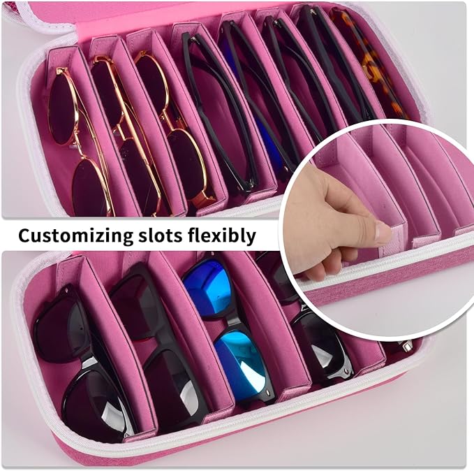Travel Sunglass Organizer Case for 8 Pairs Polarized Sunglasses, Storage Box for Multi-style Dressers (Bag Only)