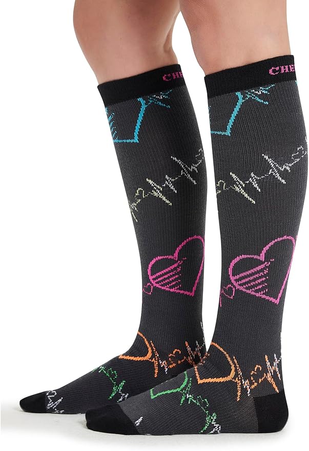 Cherokee Women's 10-15mmHg Compression Socks – Fun Print Knee Highs with Light Support, Soft Feel - PRINTSUPPORT