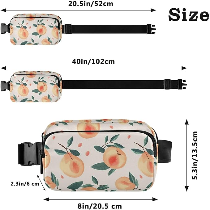 Peach Fanny Pack for Women Men Water Resistant Fashion Waist Packs with Adjustable Strap Belt Bag for Travel Workout Jogging Hiking 21219833