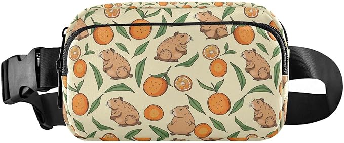 Kawaii Capybara Orange Fanny Pack for Women Men Water Resistant Fashion Waist Packs with Adjustable Strap Belt Bag for Travel Workout Jogging Hiking 21220240