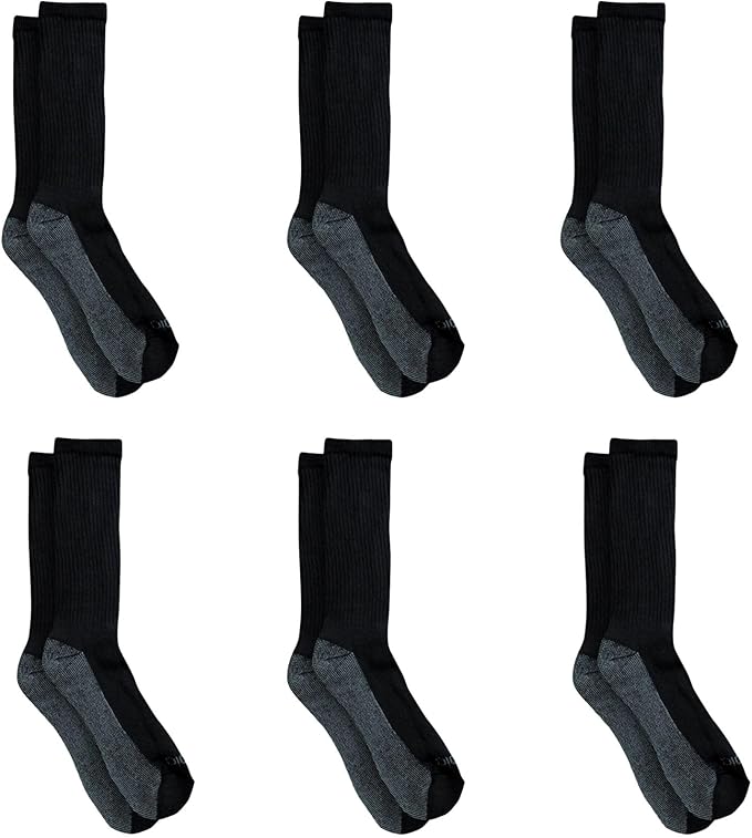 Dickies Men's Dri-Tech Original Moisture Control Crew Socks, Available in M-XXL (6, 12, 18 Pairs)