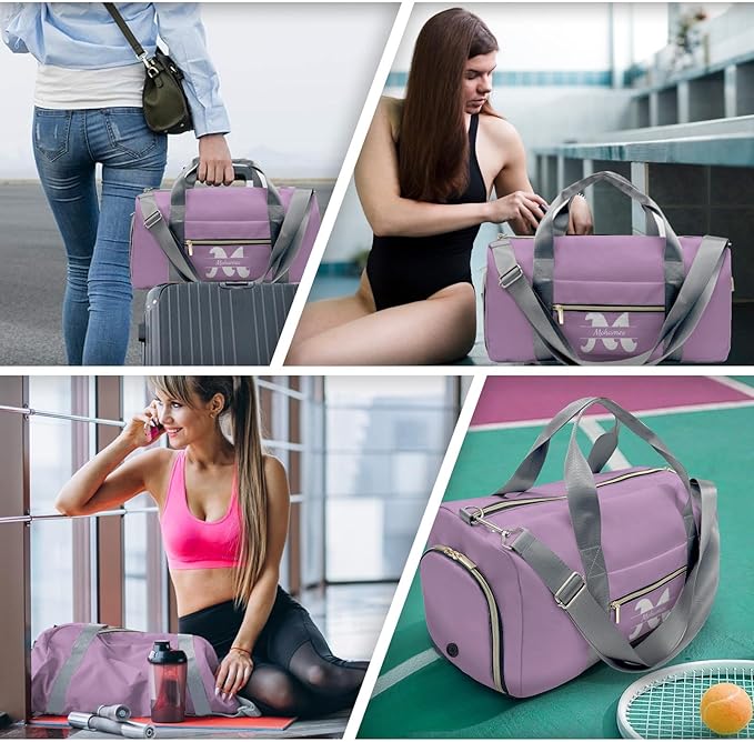 Personalized Tactical Gym Bag For Men，Custom Travel Duffel Bag with Name，Sports Workout Travel Bag with Shoes Compartment-Purple letters
