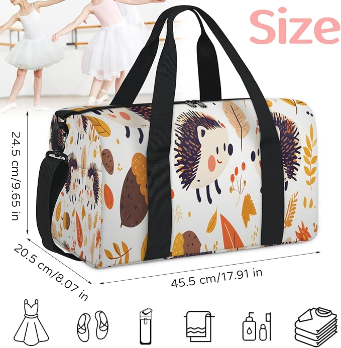 Acorns Hedgehog Travel Duffle Bag for Men Women, Lightweight Sport Gym Bag Tote Overnight Weekender Carry on Tote