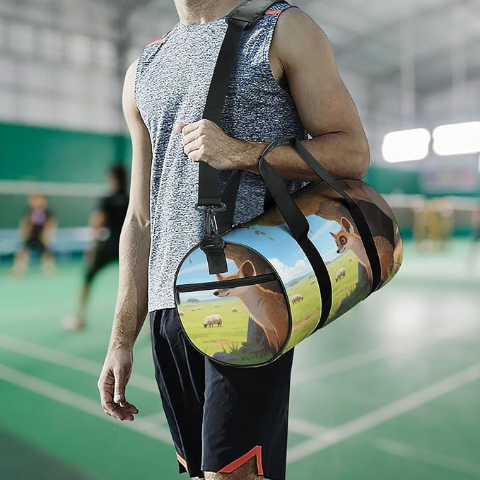 Sports Gym Bag for Women Men Travel Duffel Bag Tote Weekender Bag Meerkats Next to The Caves Carry on Overnight Bag for Travel Swimming Fitness Workout Sports Duffle Bag