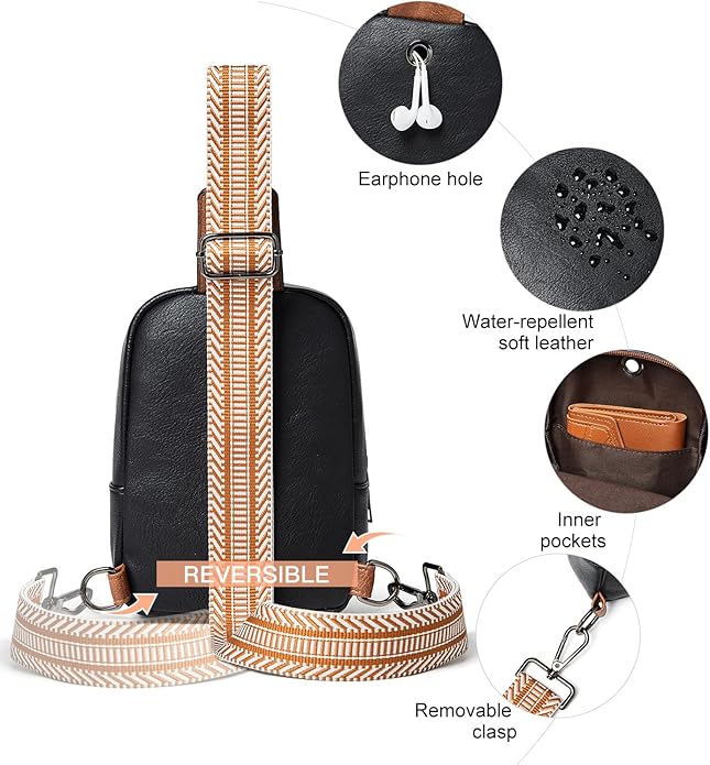 Sling Bag For Women Faux Leather Small Casual Daypack Backpack Fanny Pack Crossbody Chest Bags Purse