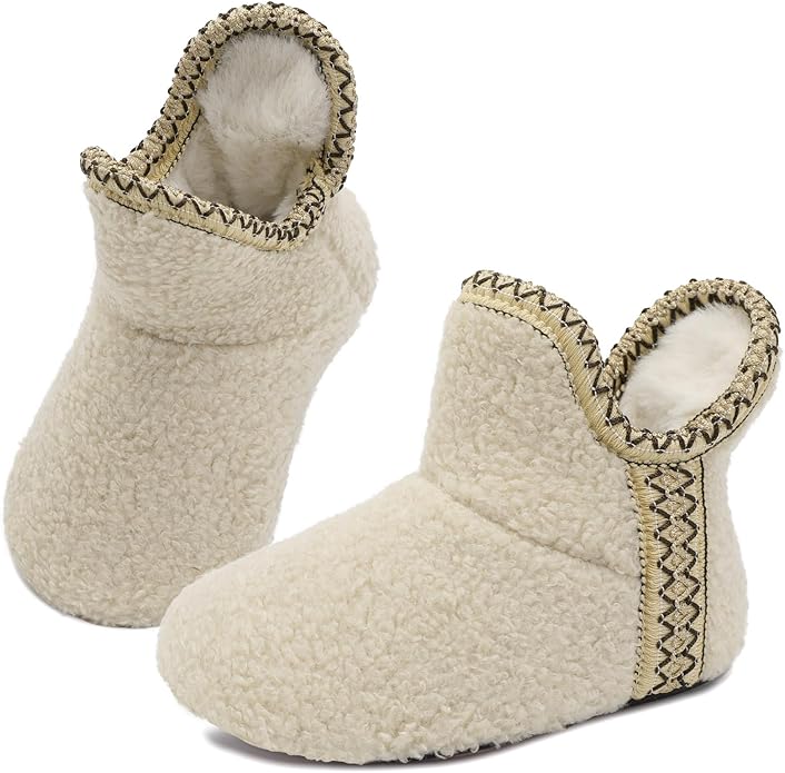 LeIsfIt Toddler Slippers Boys Girls Cozy Warm House Shoes Kids Non-slip Winter Slipper Booties Slip on Plush Lining Sock Slippers