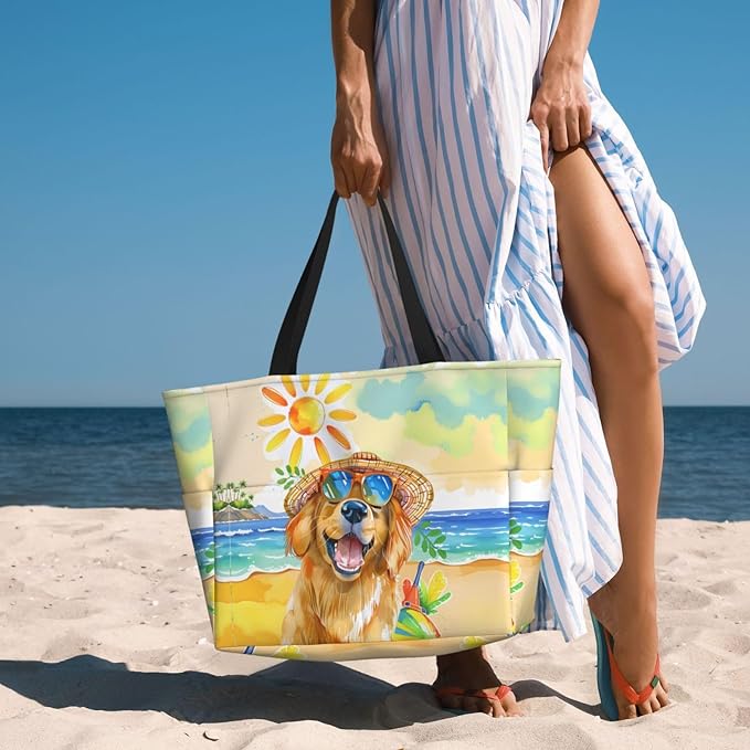 Large Beach Bag for Women Waterproof Foldable Travel Shoulder Tote Bag with Pocket for Weekender Pool Vacation