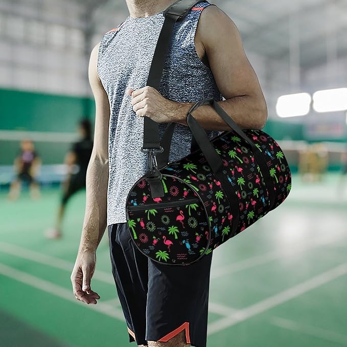 Large Capacity Carry On Weekender Overnight Bag Neon Flamingo Beach Swim Bags Men Women Duffle Bag for Travel, Sports