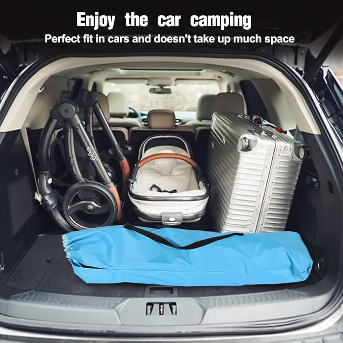 LAZZO Double Folding Camping Chairs, Portable Picnic Camping Chairs w/Umbrella Mini Beverage Holder Carrying Cooler Bag, Outdoor Picnic Double Folding loveseat Camp Chairs for Beach Patio Pool Park
