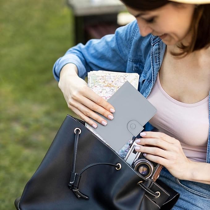 WASON Leather Passport Cover Wallet - Travel Passport Holder with RFID, Card Slots, Cash Pocket, Coin Purse, Tracker Slot, Boarding Pass and Ticket Organizer for Men and Women (Blue)