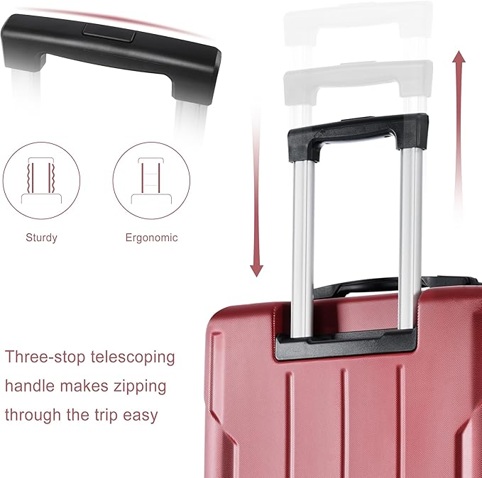 28 Inch Large Checked Luggage Hardside Suitcase with Spinner Wheels, Lightweight Expandable Hard Shell ABS Suitcases with TSA Lock, Large Travel Luggage for Women, Men, Red