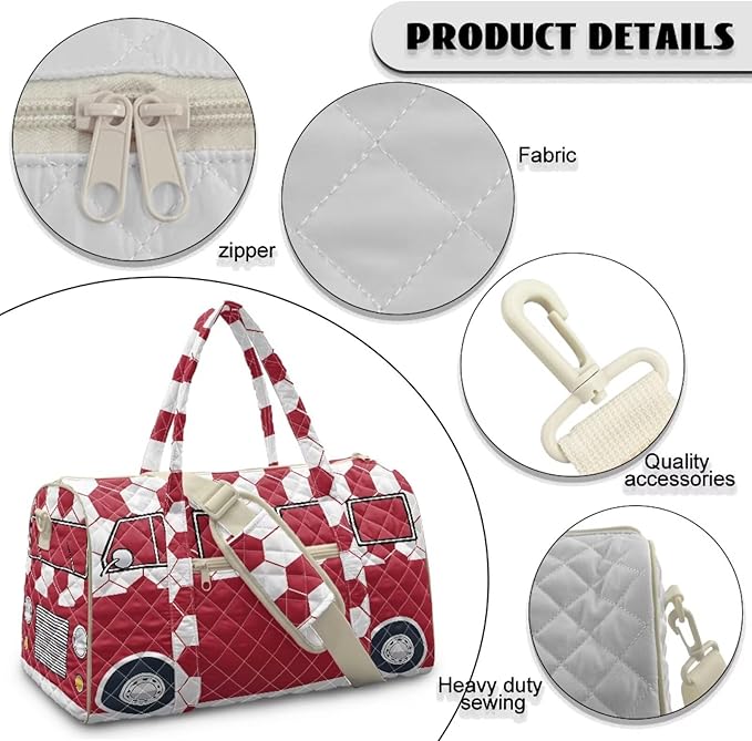 COEQINE Quilted Duffle Bags for Men Travel Cool Quilted Tote Bag Large Car Weekender Bag Designer Carry On Bags,California Van