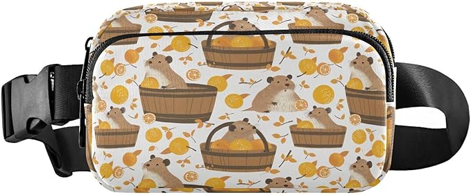 Kawaii Capybara Orange Fanny Pack for Women Men Water Resistant Fashion Waist Packs with Adjustable Strap Belt Bag for Travel Workout Jogging Hiking 21220251