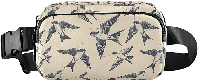 Swallows Bird Fanny Pack for Women Men Water Resistant Fashion Waist Packs with Adjustable Strap Belt Bag for Travel Workout Jogging Hiking 21220399