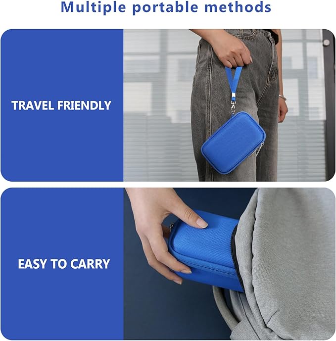 Hard Travel Case for Sony ZV-1F / ZV-1 / ZV-1 II Digital Camera, Storage Holder Travel Bag with Zipper Mesh Pocket for Battery Pack, Charging Cable, USB Card, Blue