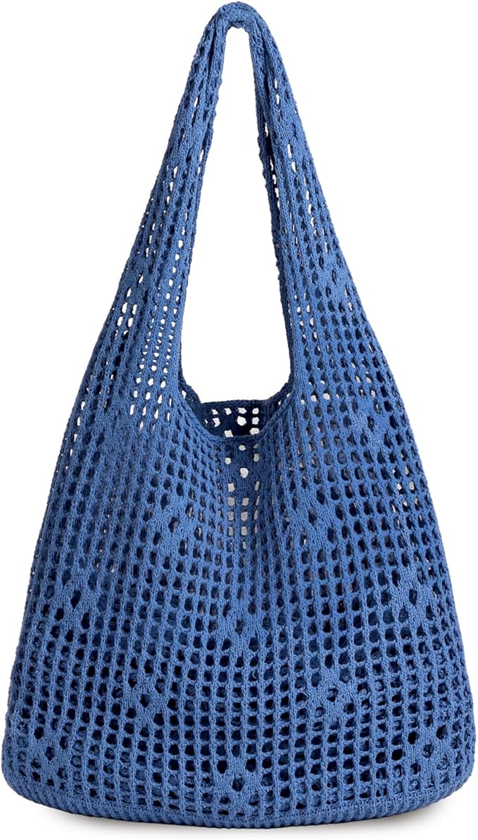 Sightor Crochet Tote Bag, Mesh Beach Bag Knit Summer Hobo Bag Vacation Boho Tote Bag for Women
