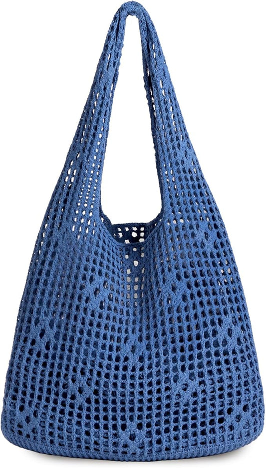 Sightor Crochet Tote Bag, Mesh Beach Bag Knit Summer Hobo Bag Vacation Boho Tote Bag for Women