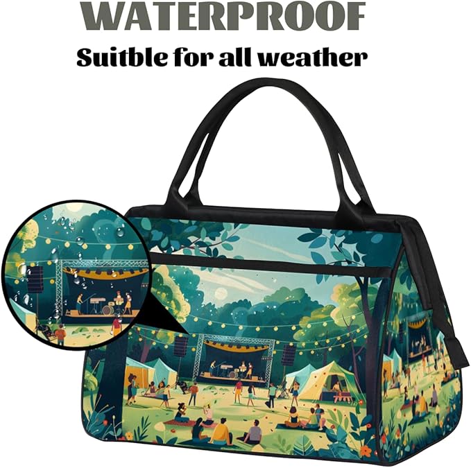 Funny Camping Overnight Weekender Bag for Women Men Travel Duffel Bags Waterproof Luggage Carry on Sports Yoga Gym Bag