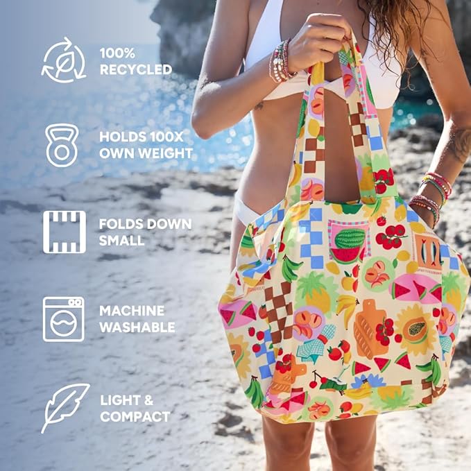 Dock & Bay Everyday Beach Tote Bag - Reusable Carrier Bag for Daily Use - Carries Up to 10kg - 100% Recycled Materials
