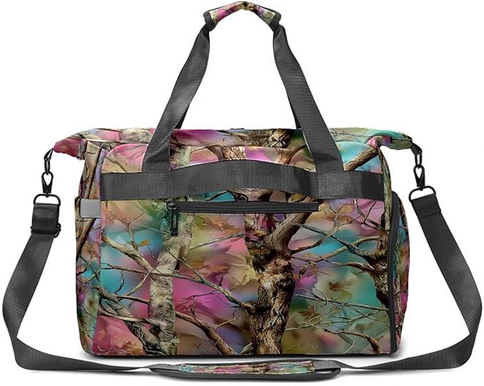 Tree Shadow Multi Gym Bag for Women & Tennis Bag, Large Sports Duffel Bag Waterproof with Ventilated Shoe Compartment & Front Racket Sleeve, Lightweight Travel Weekender Overnight Bag