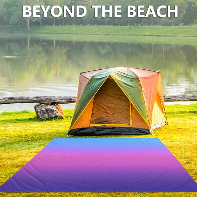 AISPARKY Beach Blanket Waterproof Sandproof Extra Large, Oversized Beach Mat, Quick Drying&Compact&Lightweight, Picnic Blankets Vacation Essentials for Outdoor Beach Camping (79" X 108" (6 Person))