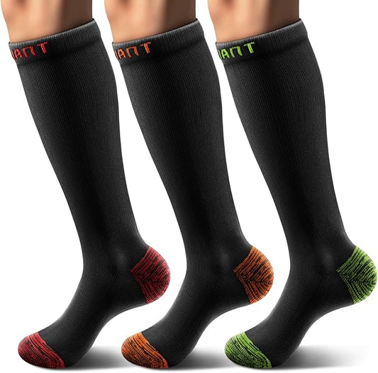 BULLIANT Compression Socks 3Pairs-15-20mmHg Circulation Support Men Women Hiking Sports Recovery-Upgraded Wicking Tech