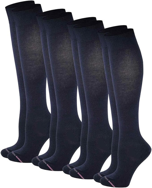 Dr. Motion Compression Knee High Socks for Women - 4 Pairs Pack