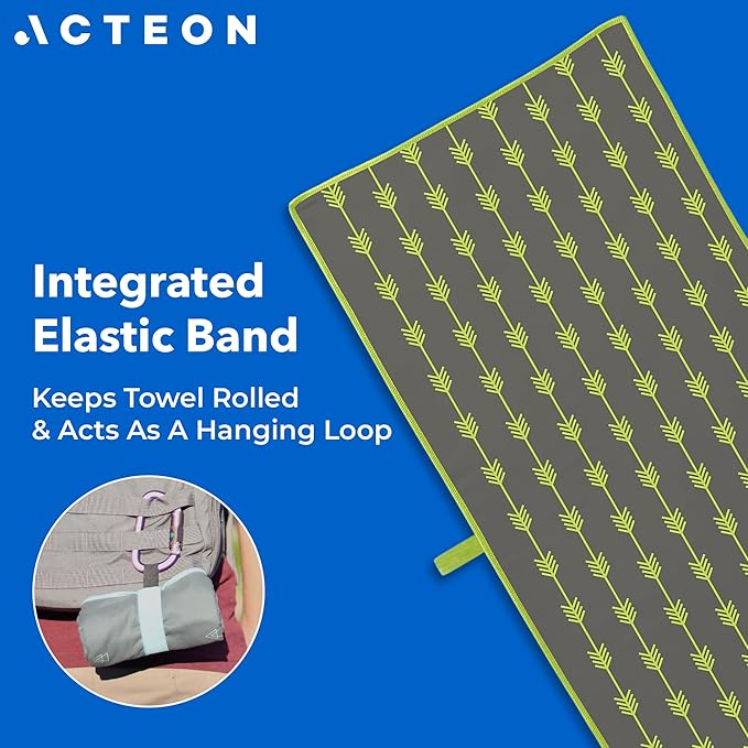 Acteon Large Microfiber Beach Towel, 64" x 30" Quick Dry Odor-Free Technology, Men & Women Fast Drying Absorbent Swim Towels for Swimmers, Sand, Pool, Travel, Hiking, Gym, Camping, Bath