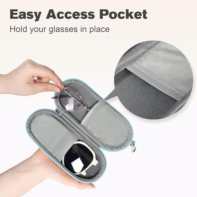 Double Eyeglasses Case, Dual Glasses Sunglasses Organizer with Zipper Closure, Eyewear Storage Box for Men Women Travel