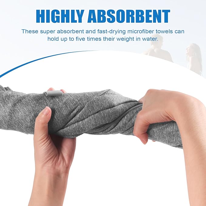 Quick Dry Microfiber Towel for Camping,Beach Travel Body Gym Hiking Swimming Pool Hot Yoga Mat Towels (Grey, 30X60 Inch)