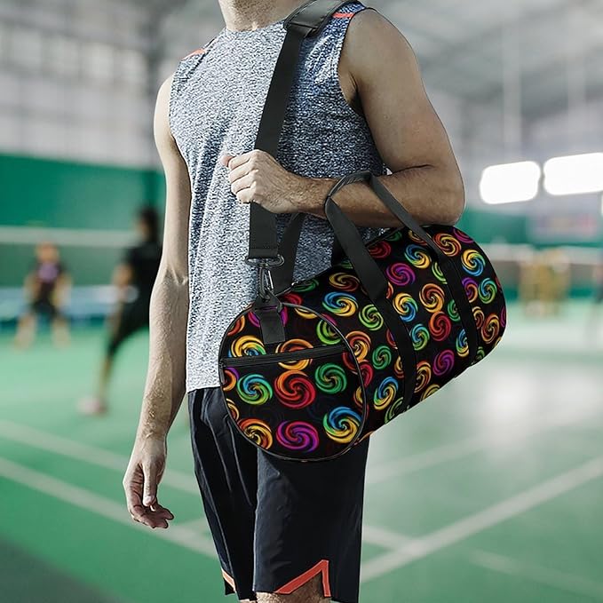 Workout Lightweight Duffel Bags Tie Dye Colorful Rose Black Durable Travel Gym Sports Bag Carry On Weekender Overnight Bag