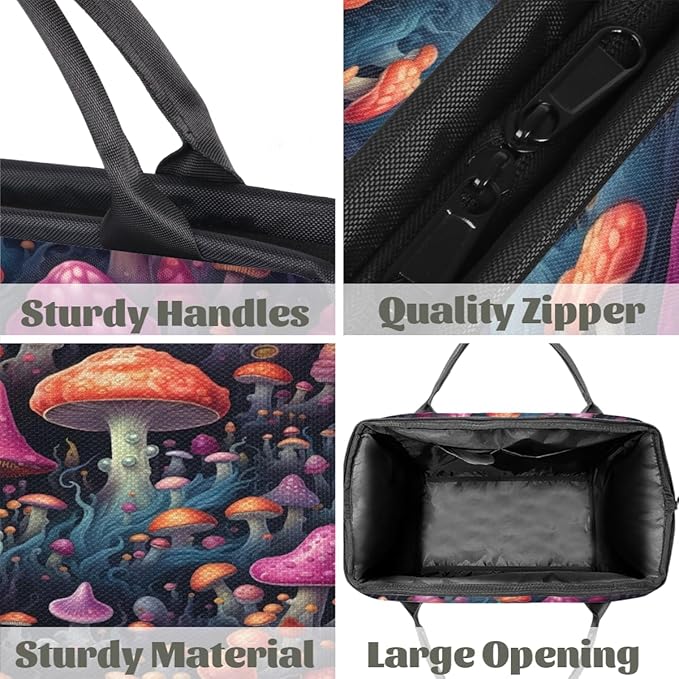 Boho Mushroom Overnight Weekender Bag for Women Men Travel Duffel Bags Waterproof Luggage Carry on Sports Yoga Gym Bag