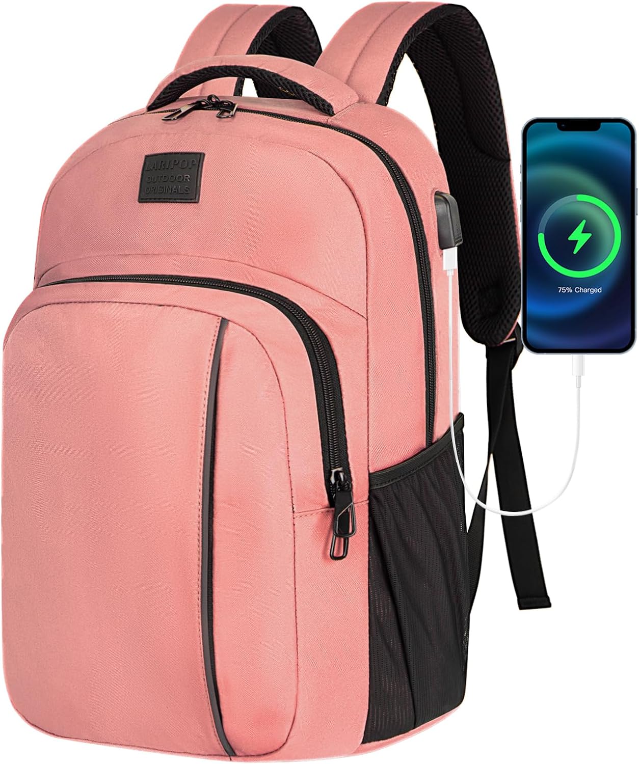 LARIPOP Extra Large Backpack,17.3 Inch Business Laptop backpack for Men Women with USB Charging Port,Water-Resistant Laptopack Weekender Daypack for Work College Computer