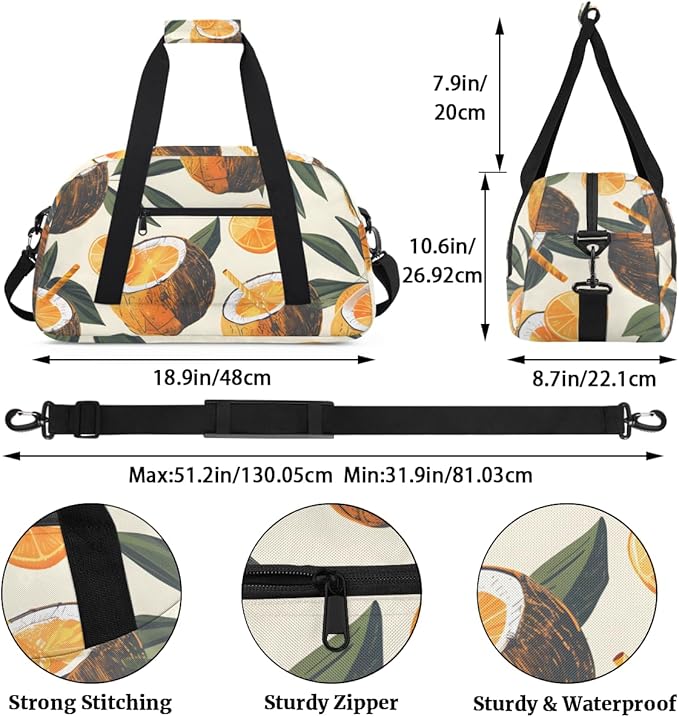 Sweet Orange Coconut Juice Kids-Duffel-Bags Gymnastics Dance Bag Carry-On Overnight Travel Gym Lightweight Dance Sports Bags For Girls Boys Kids，