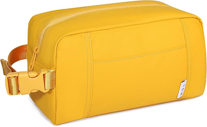 NOL Natural Organic Lifestyle Freezable Snack Bag, Leakproof Cooler Lunch Bag, Reusable, Zip Closure with Buckle Handle Nylon Waterproof Snack Box for Work Travel-Earth-yellow