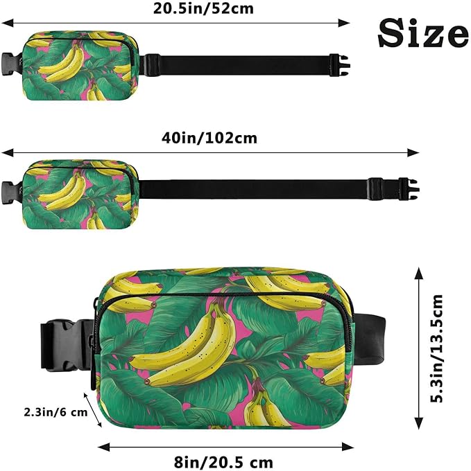 Tropical Bananas Fanny Pack for Women Men Water Resistant Fashion Waist Packs with Adjustable Strap Belt Bag for Travel Workout Jogging Hiking 21219746