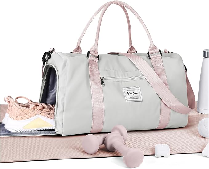Gym Bag Womens Mens with Shoes Compartment and Wet Pocket Travel Duffel Bag for Women for Plane Sport Gym Tote Bags Swimming Yoga Waterproof Weekend Overnight Carry on Bag Hospital Holdalls